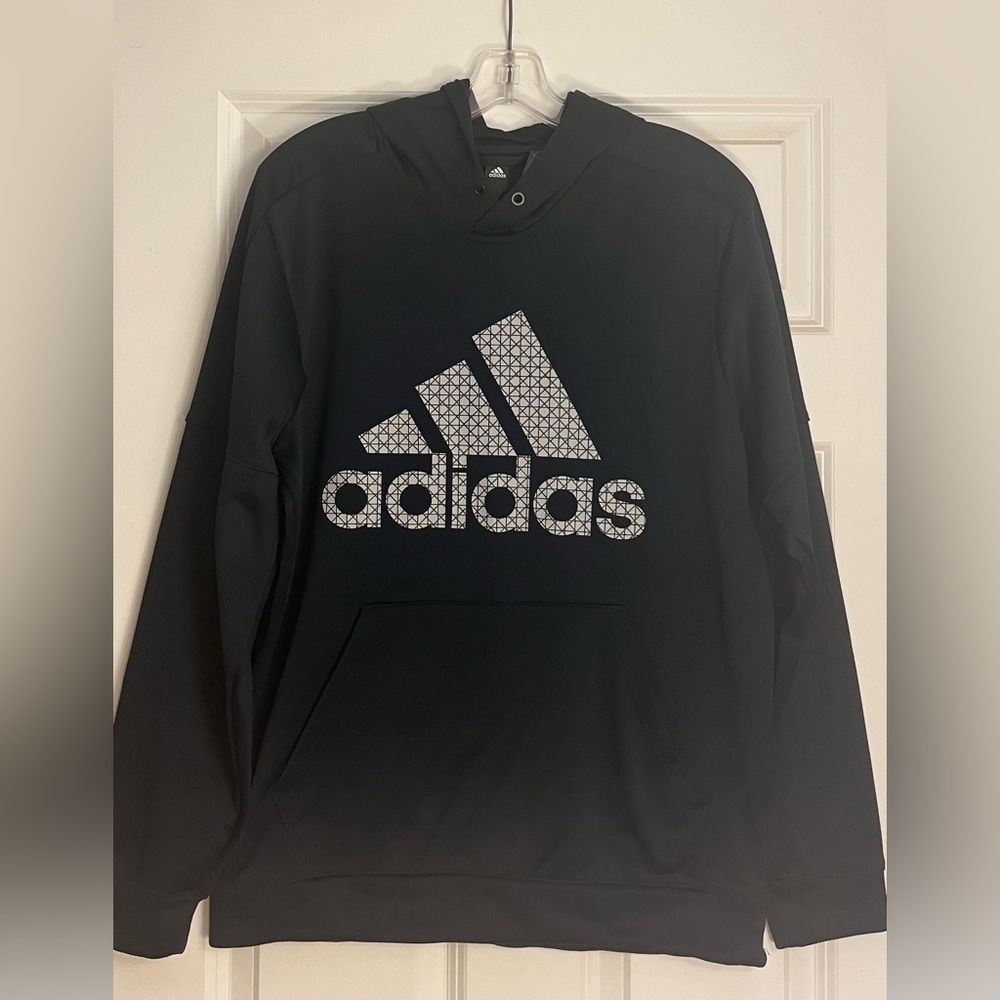 adidas Navy Hoodie with White Geometric Logo